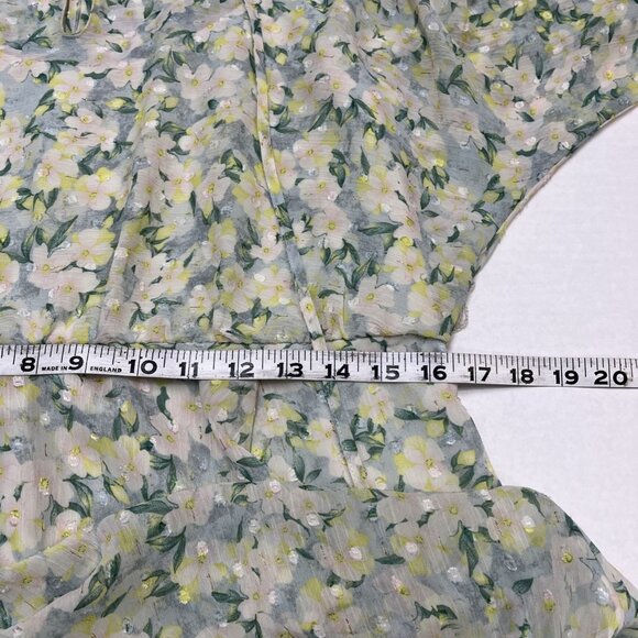 Mikael Aghal Dress Womens 12 Chiffon Floral Lined Ruffle Semi Sheer Midi Fairy‎ - Picture 7 of 11